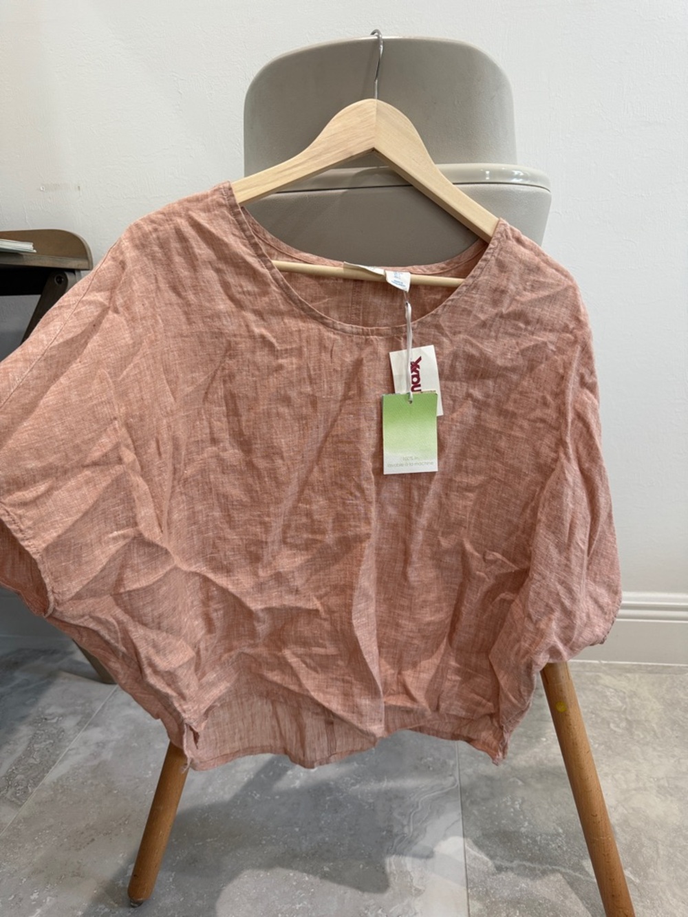 Lightweight Washed Peachy Sand Linen Top - Women